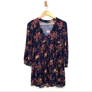 American Eagle Dress Womens Small Blue Dark Floral Romantic Y2K Babydoll Boho
